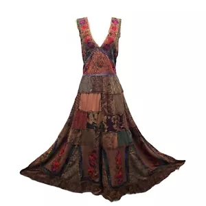 Women Plus Size Boho Patchwork Maxi Dress Embroidered Festival One Size 18 20 22 - Picture 1 of 9