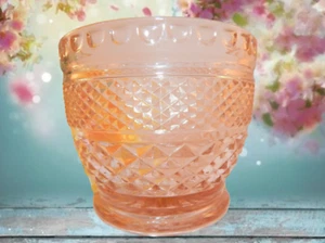 Pink Glass Bowl Vintage Vase 1970s KIG Indonesia Diamond Pattern Candy Dish - Picture 1 of 12