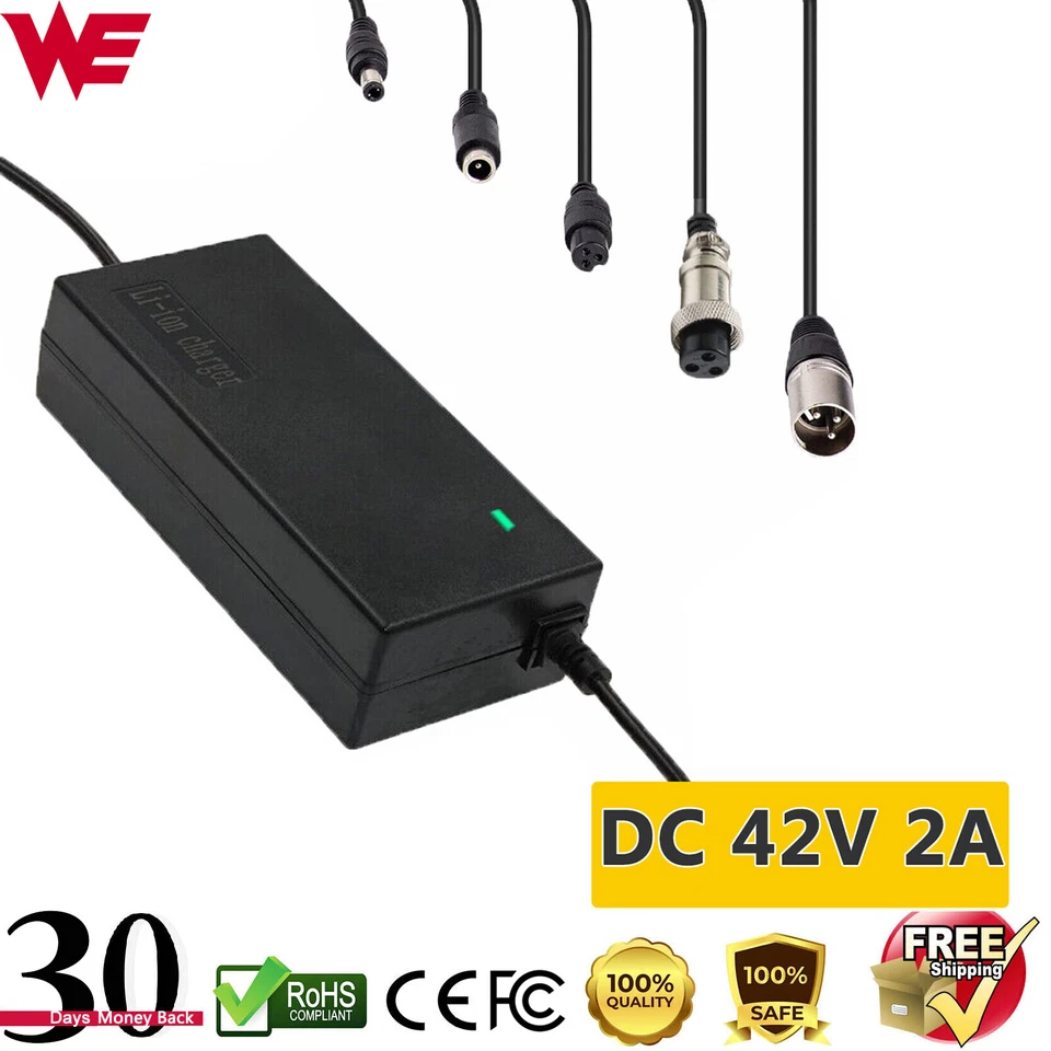Ladegerät Netzteil Kabel Für Elektrofahrrad E-Bike Scooter Li-ion Akku 42V 2A EU