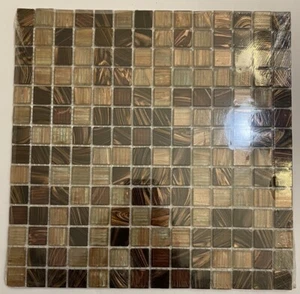 Mosaic Tile 12 x 12 In. Sheet Mesh-Mounted Brown & Gold Iridescent Glass - MSI - Picture 1 of 8
