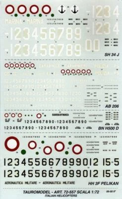 TAURO MODEL TM72/557 INSEGNE NAZIONALI ELICOTTERI ITA. SH 34-AB 206-NH 500-HH 3F - Immagine 1 di 4