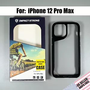 IMPACT STRONG Protection Case for iPhone 12 PRO MAX: Crystal Clear | Black Frame - Picture 1 of 14