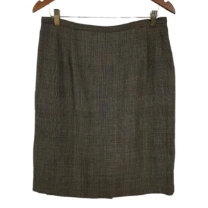 Talbots Petite 14 Knee Length Straight Skirt Academia Tweed Wool Blend Brown - Picture 1 of 5
