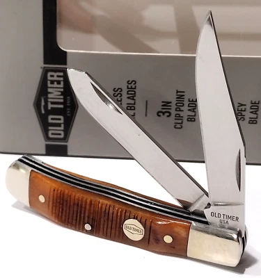 New USA Schrade Old Timer Generational Series Bone 94OTG Trapper Pocket Knife - Image 1 of 4
