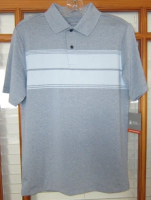 Polo Falls Creek Performance a Rayas Para Hombre Pequeño Fast Dri NUEVO Gris Foto 1 de 4
