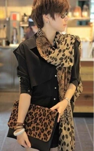 LONG ANIMAL LEOPARD PRINT SHEER CHIFFON SCARF ( WRAP SHAWL ) BNIP - Picture 1 of 6