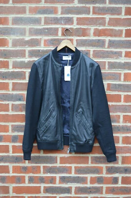 Apc X Louis W Mens Leather  Wool Bomber Jacket XS Wong  A.P.C Black Biker - Image 1 of 4