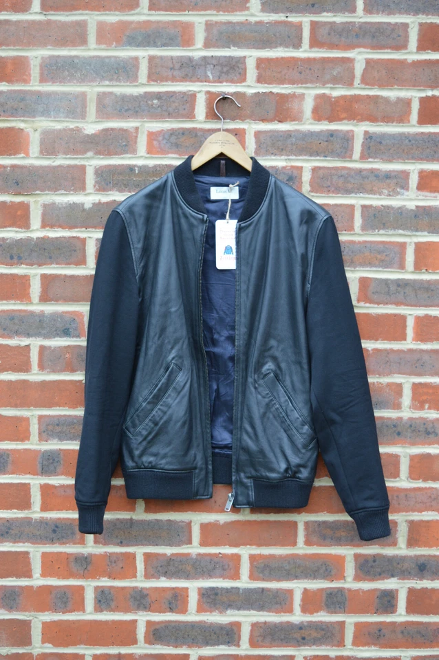 Apc X Louis W Mens Leather  Wool Bomber Jacket XS Wong  A.P.C Black Biker - Image 1 of 4