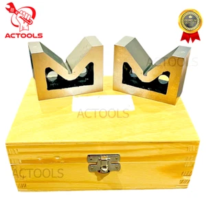 Caste Iron Vee Blocks 4" Ground 100 x 75 x 38mm Takes up to 90mm Round AU - Picture 1 of 12