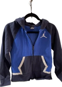 Nike Air Jordan Blue Therma Fit Hoodie EUC Zip Up Boys 5/6 - Picture 1 of 7