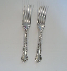 PAIR VINTAGE GORHAM "STRASBOURG" STERLING SILVER LUNCHEON FORKS - Picture 1 of 9