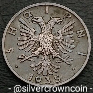 Albania 1 Qindar Ar 1935 R. KM#14. Brz. One Cent coin. Zog I. Eagle Oak Leaves H - Picture 1 of 7