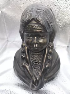 Indianer Indianer Mädchen Büste Bronze Skulptur Figurine Statue Deko - Bild 1 von 9