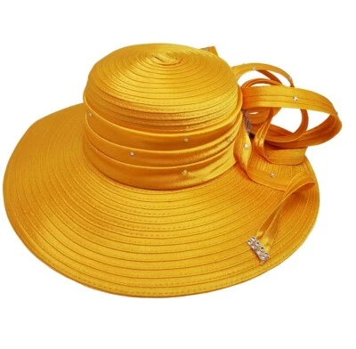 Balde de arco fita de cristal Kentucky Derby chapéu de casamento igreja aba larga elegante - Imagem 1 de 2