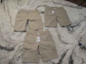 3 Pairs Justice Youth Girl's Size 18 Khaki Bermuda Shorts NWT Uniform Stretch  - Picture 1 of 6