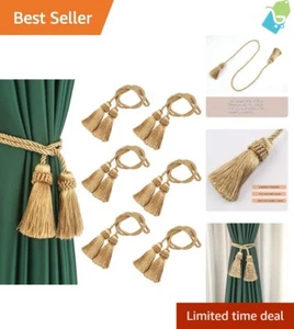Handmade Decorative Curtain Tiebacks Rope Tassel Holdbacks for Drapes Home 6 Pcs - Picture 1 of 7