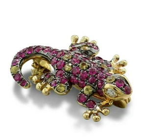 Valor 2.200 euros rubí zafiro brillante colgante / broche lagarto oro amarillo 750 - Imagen 1 de 4