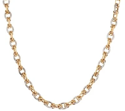 Collar de cadena bizantina Mariner con textura de dos tonos real de oro amarillo blanco de 14K QVC Foto 1 de 4