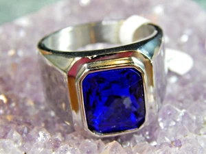 Men's NEW Stainless-Steel Ring, Royal Blue Zircon, Size 10, UK U, 17 grams - Picture 1 of 24