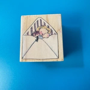 P. S. Ich liebe dich ~ Brief ~ Umschlag ~ selten ~ Gummistempel ~ 1,5 Zoll x 1,7 Zoll ~ All Night Media874E - Bild 1 von 7