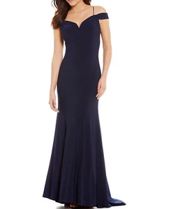 Adrianna Papell dunkelblau Schulterfrei Empire Plissee Abendkleid, Größe 8 - Bild 1 von 14