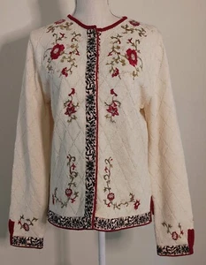 UMI COLLECTIONS by ANNE CRIMMINS Cardigan Bluse Gr. M Pullover Vintage creme geblümt - Bild 1 von 15