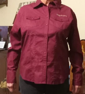 Camicia donna Harley Davidson marrone ricamata taglia large 1W. - Foto 1 di 7