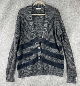 Y2K Abercrombie Fitch Cardigan Womens XS/S Blue Striped Chunky Knit V Neck - Picture 1 of 14