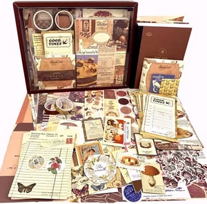 Vintage Scrapbook Kit,Scrapbooking Supplies Kit, Junk Journal Supplies Kit w.... - Picture 1 of 6