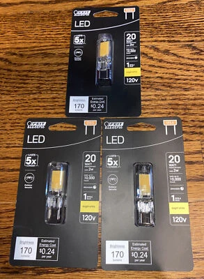 NEW FEIT Electric 20 W Equivalent 3000K T4 GY8.6 Bi-Pin Base LED Bulb 3-PACK NEW - Image 1 of 4