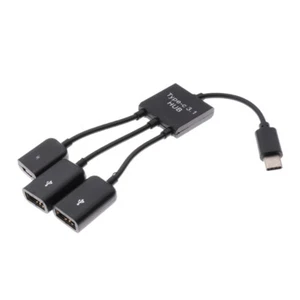 Type C USB 3.1 to Micro-USB And Two USB A 2.0 OTG USB Hub Charging Port Adapter - Afbeelding 1 van 8