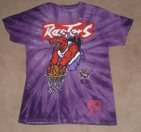 Mitchell & Ness Toronto Raptors RARE Tie-Dye Big Dinosaur Logo T-shirt Sz M NEW Cover