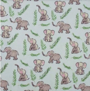 SUPER SNUGGLE FLANNEL Sewing Fabric 1 Yd (36") x 42" SWEET ELEPHANTS on Blue - Picture 1 of 4