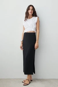 Falda AYR The High Hopes Talla XS Negra Midi Peruana Algodón Pima Modal Spandex - Imagen 1 de 8