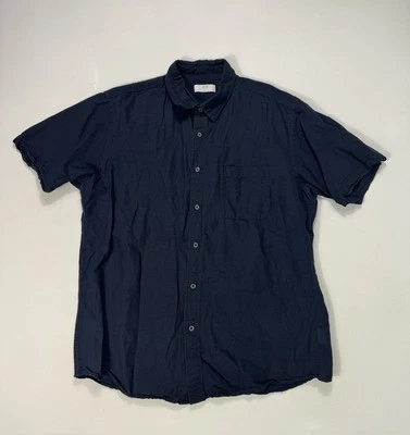 Camisa Uniqlo Para Hombre XL Mezcla de Lino Azul Marino Con Botones Ligera Informal Ciudad Foto 1 de 4