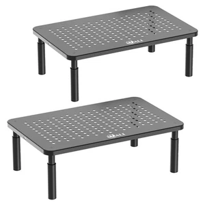 Dual Monitor Stand Adjustable Height Laptop Riser with Airflow Vents 2 Pack - Picture 1 of 9