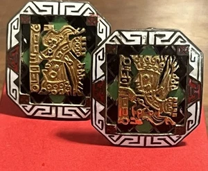 Broche Pin Cuadrado Plata de Ley Oro 18k Guerrero Azteca Dragón 45mm - Imagen 1 de 9