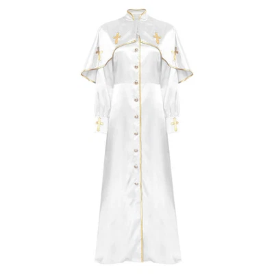 Priester, Kleriker, Klerus Satin Kostüm Fasching Karneval Weiß Gold Gr. 46 - Bild 1 von 4