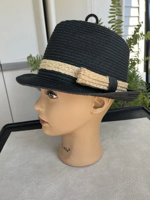 Sombrero Fedora de Paja Scala Pronto para Mujer Negro con Lazo Tostado Trenza de Papel Talla Única Foto 1 de 4