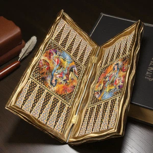 Backgammon Set Handmade Khatam Persian Inlay Wooden Board 19.6" - Christmas Gift - Picture 1 of 8