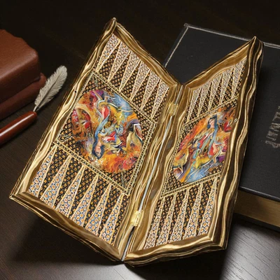 Backgammon Set Handmade Khatam Persian Inlay Wooden Board 19.6" - Christmas Gift - Image 1 of 4