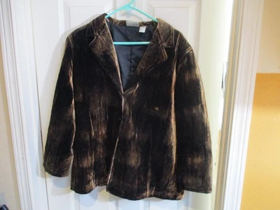 Chico's Rayon & Silk Blazer Jacket Brown /Bronze Crushed Velvet Emroider- 3 (XL) - Image 1 of 4