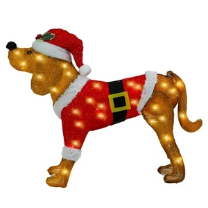Lighted Dog Christmas Outdoor Decoration 19 Inch Height Pre-Lit 3D Tinsel Cut... - Picture 1 of 6