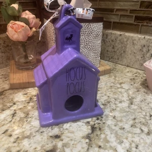 Hocus Pocus Orchid Purple Haunted Halloween Castle Church Birdhouse Fall Decor - Picture 1 of 6