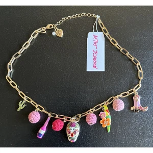 Betsey Johnson Hola To Love Cowgirl Sugar Skull Southwestern Charm Necklace - Picture 1 of 5