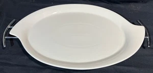 NATURA GODINGER LARGE OVAL SERVING PLATTER CHROME FOOTED SERVING RACK 16" X 11" - Picture 1 of 9
