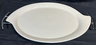 NATURA GODINGER LARGE OVAL SERVING PLATTER CHROME FOOTED SERVING RACK 16" X 11" - Image 1 of 4