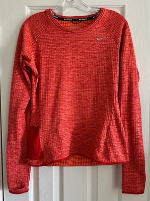 Nike Running Dri-FIT Long Sleeve Pullover Top Women's Medium Activewear Orange - Image 1 of 4