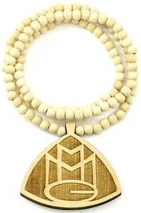 MMG Necklace New Natural Wood Pendant with 36 Inch Bead Chain  - Picture 1 of 13