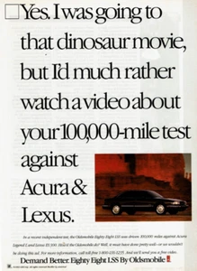 1993 Vintage Print Ad Oldsmobile Eighty Eight LSS Yes I was going Dinosaur movie - Picture 1 of 2